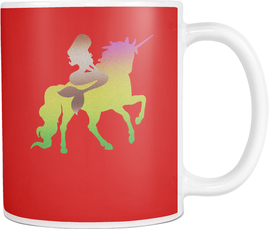 Magical Mermaid Riding Unicorn Mug - Unicorn (1024x1024)