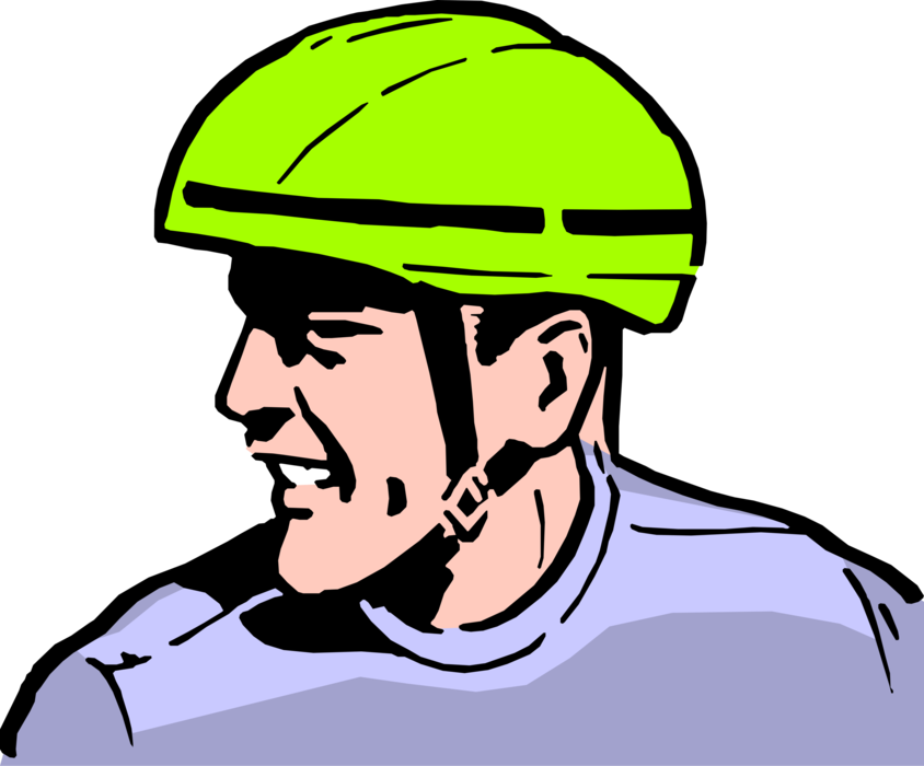 Vector Illustration Of Man Wearing Bicycle Safety Helmet - Snowboarding Clip Art (844x700)