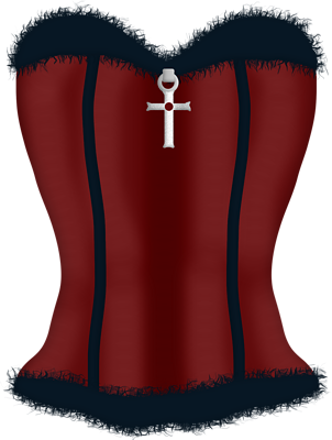 Burgundy & Black Cross Corset - Cross (302x400)