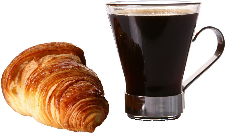 Coffee And Croissant - Café Croissant Png (1000x647)