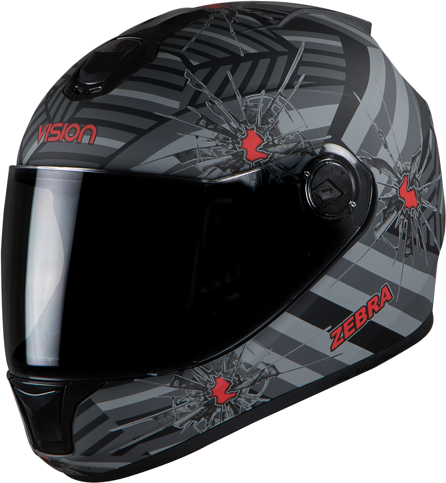 Sbh-11 Vision Zebra Black With Grey - Zebra Helmet Full Face (1024x1024)