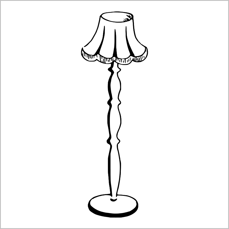 Table Lamp Clipart Black And White » Lovely Free Clipart - Floor Lamp Clipart Black And White (800x800)