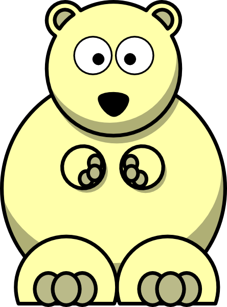 Yellow Bear Clip Art At Clker - Black And White Cartoon Polar Bear (444x600)
