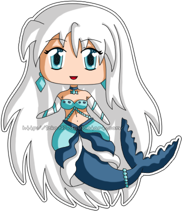 Anime Mermaid Chibi Png (380x450)