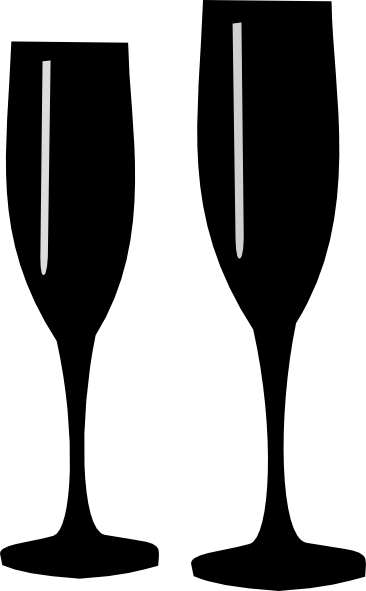 Black Champagne Glasses Clip Art At Clker - Champagne Glass Clipart Png (366x591)