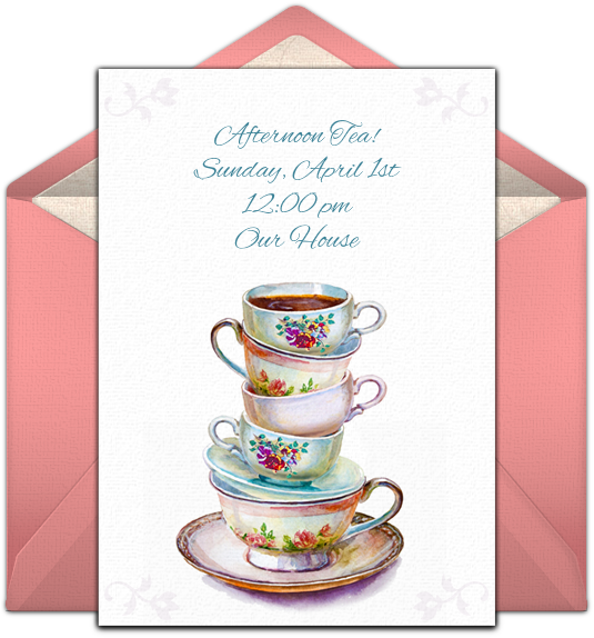Free Stacked Tea Cups Invitations - Illustration (650x650)