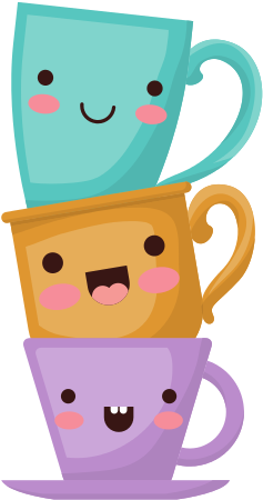 Porcelain Cup Stack Colorful Kawaii Silhouette - Coffee (550x550)