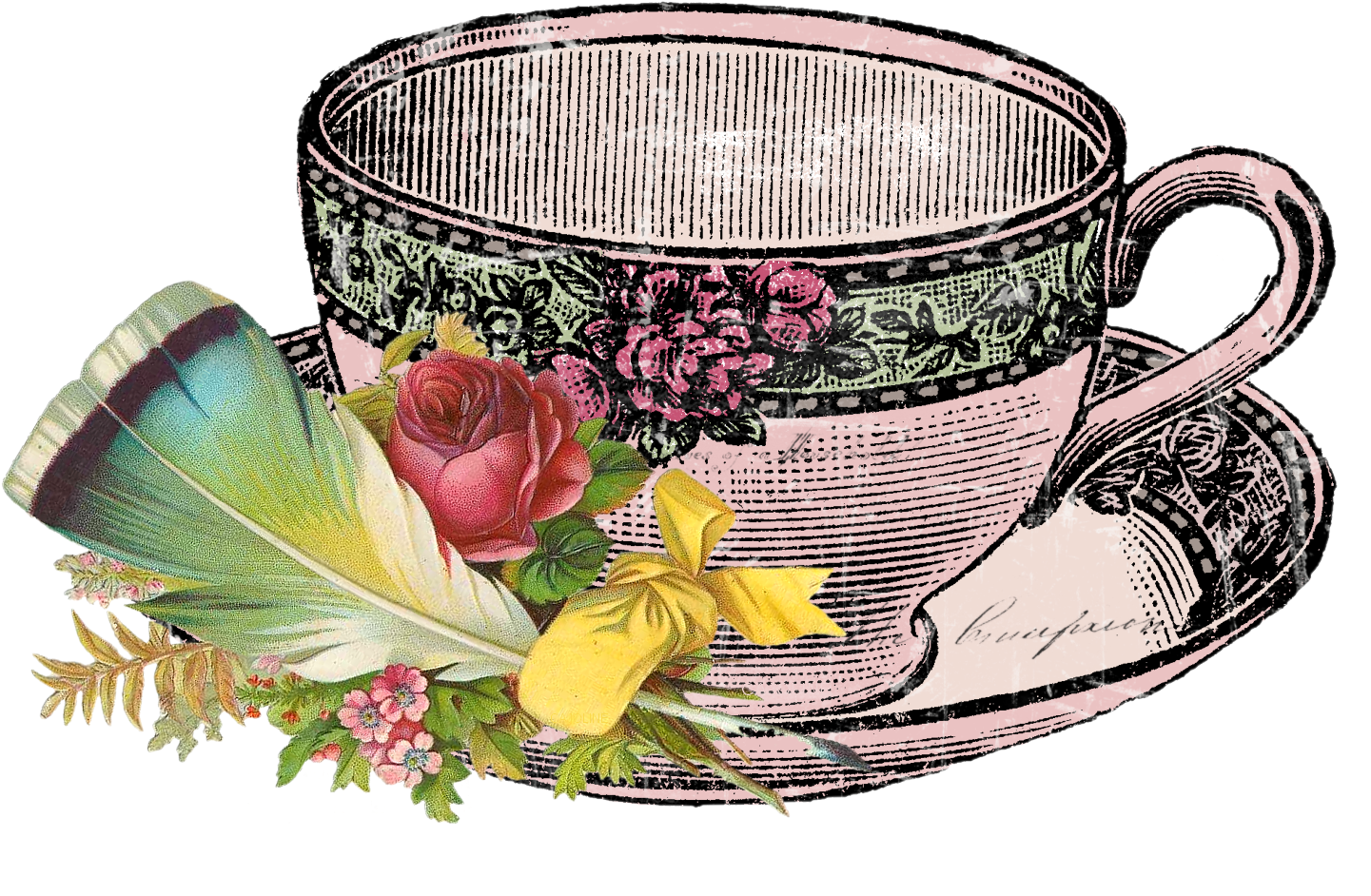 Papirolas Coloridas - False Victorian Tea Time Collage Sheet (1550x1130)