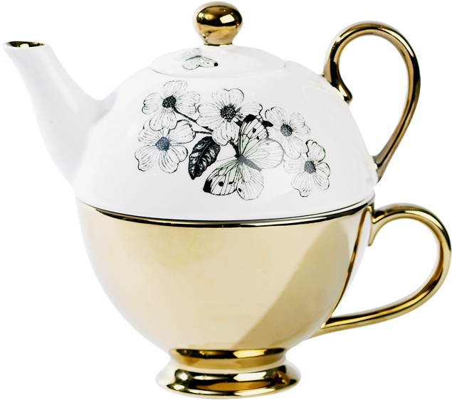 Miss Etoile Butterfly Tea For One Teapot With Teacup - Teapot (650x650)