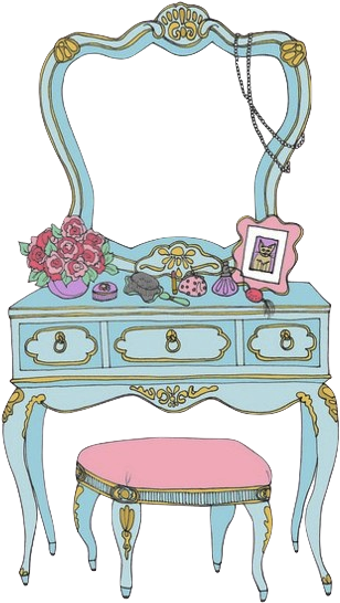 Blue & Clear Blown Art Glass Swedish Table Lamp Chairish - Dressing Table Illustration (500x635)