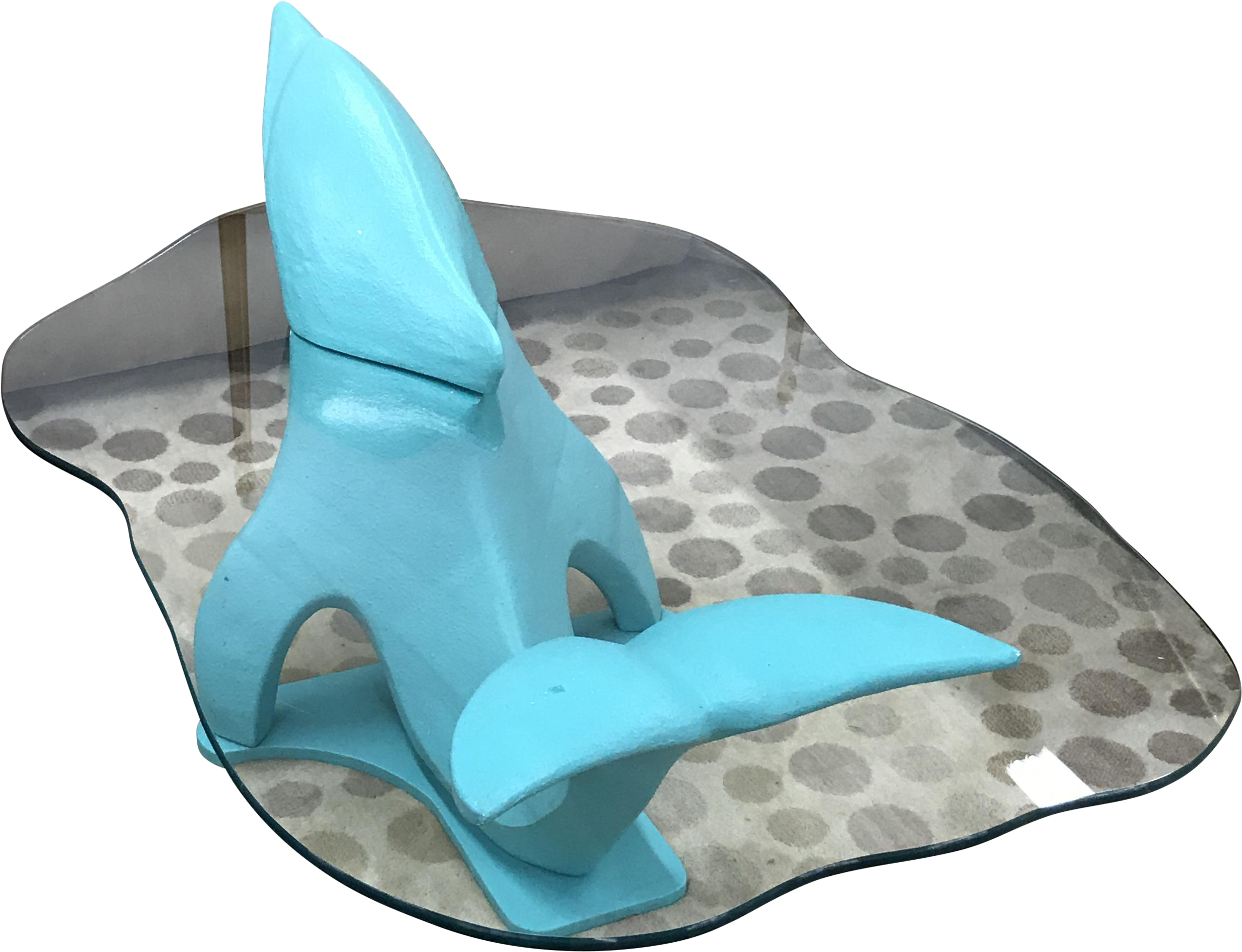 Hollywood Regency Blue Dolphin Coffee Table With Glass - Freshwater Whipray (2824x2164)