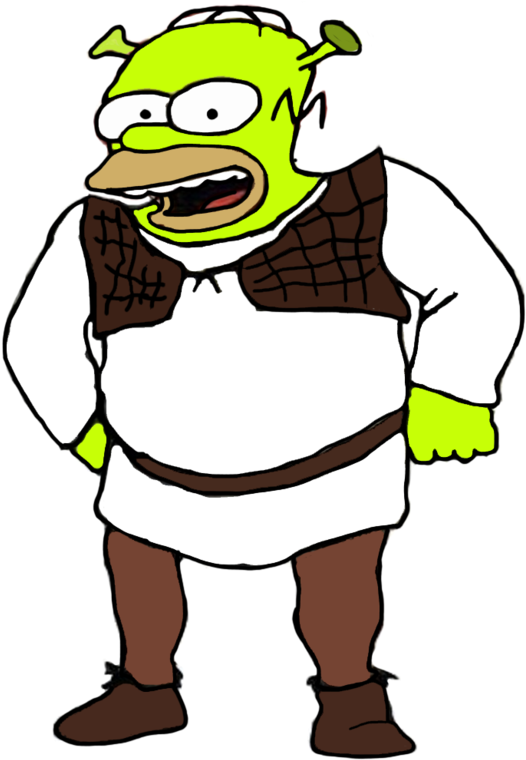 Homer Simpson As Shrek By Darthranner83 - Shrek Vs Homer Simpson (600x760)