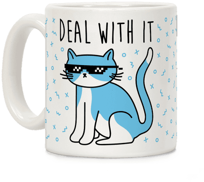 Deal With It Cat Coffee Mug - Baseball (484x484)