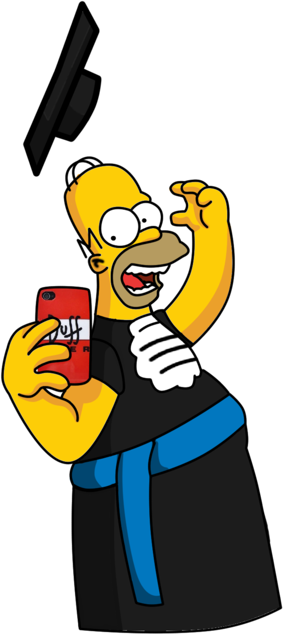 Homer Simpson Graduation Selfie By Tiao-gawain - Graduation Cartoon Transparent (800x1422)