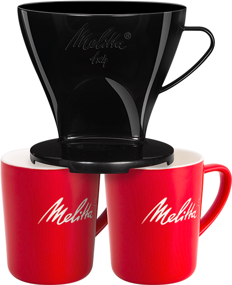 Melitta Set Filtercone Coffee Dripper Black, 2 Porcelain - Melitta Pour Over Bundle 2 Mugs And Black Plastic Filtercone (560x560)