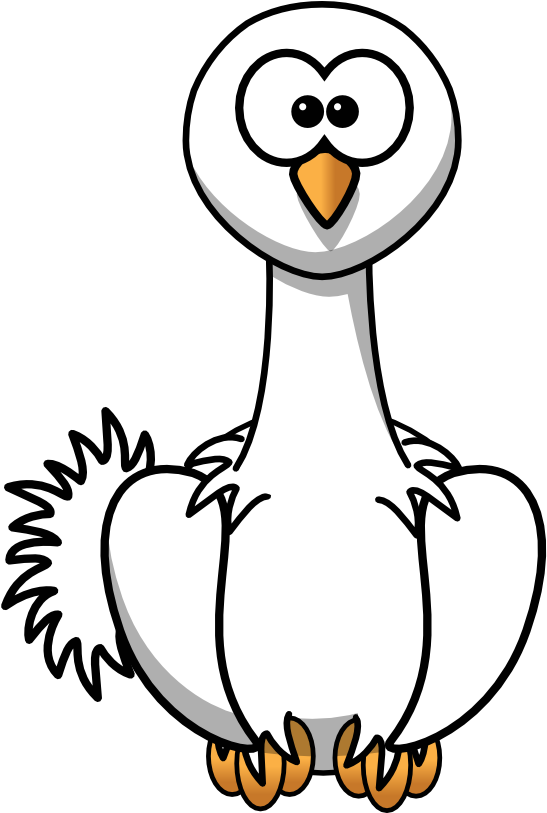 Ostrich Black White Clipartist - Cartoon Ostrich (555x812)