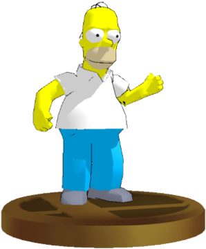 Homer Simpson Ssbb Trophy By Marcospower1996 - Transparent 3d Homer Simpson (900x421)