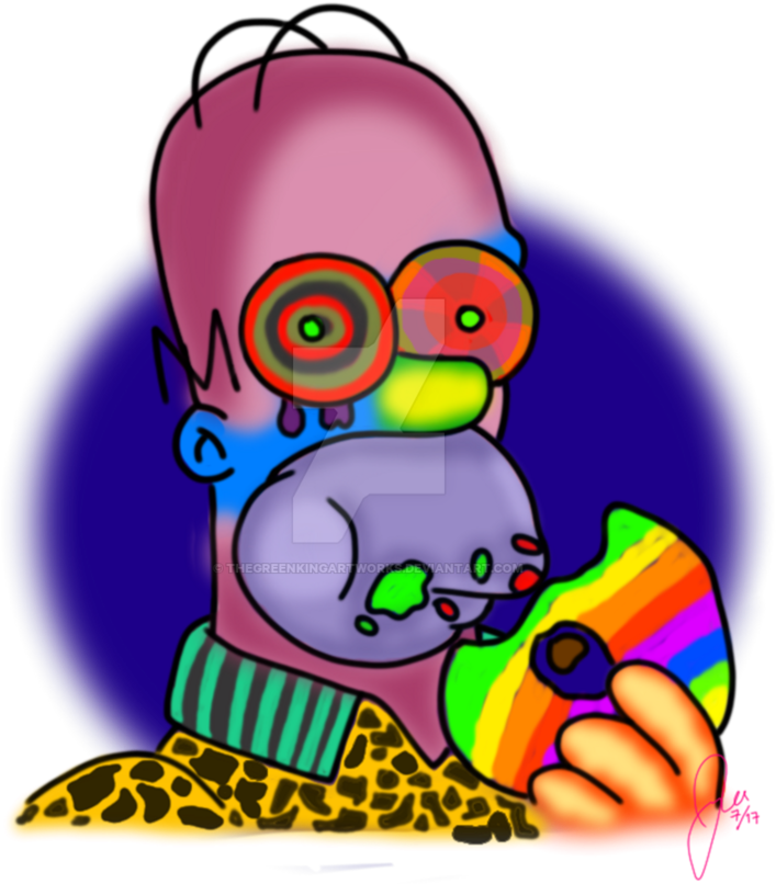 Homer Simpson Shroom Trip By Thegreenkingartworks - Instagram (916x872)