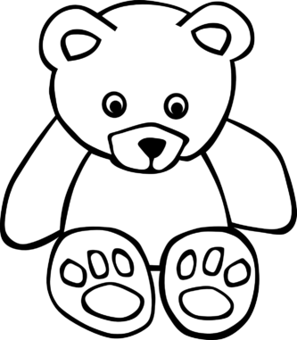 Dall Clipart Black And White - Teddy Bear Clip Art Black And White (333x381)