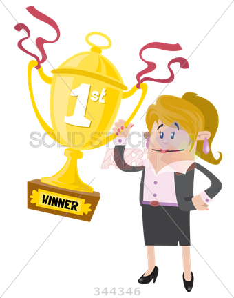 Stock Illustration Of Cartoon Caucasian Business Woman - First Prize (340x432)