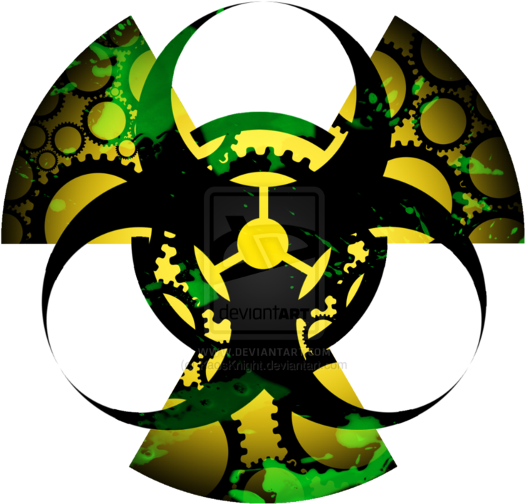 Biohazardradiation Symbol Together With Gears Artwork - Radiation And Biohazard Symbol (894x894)