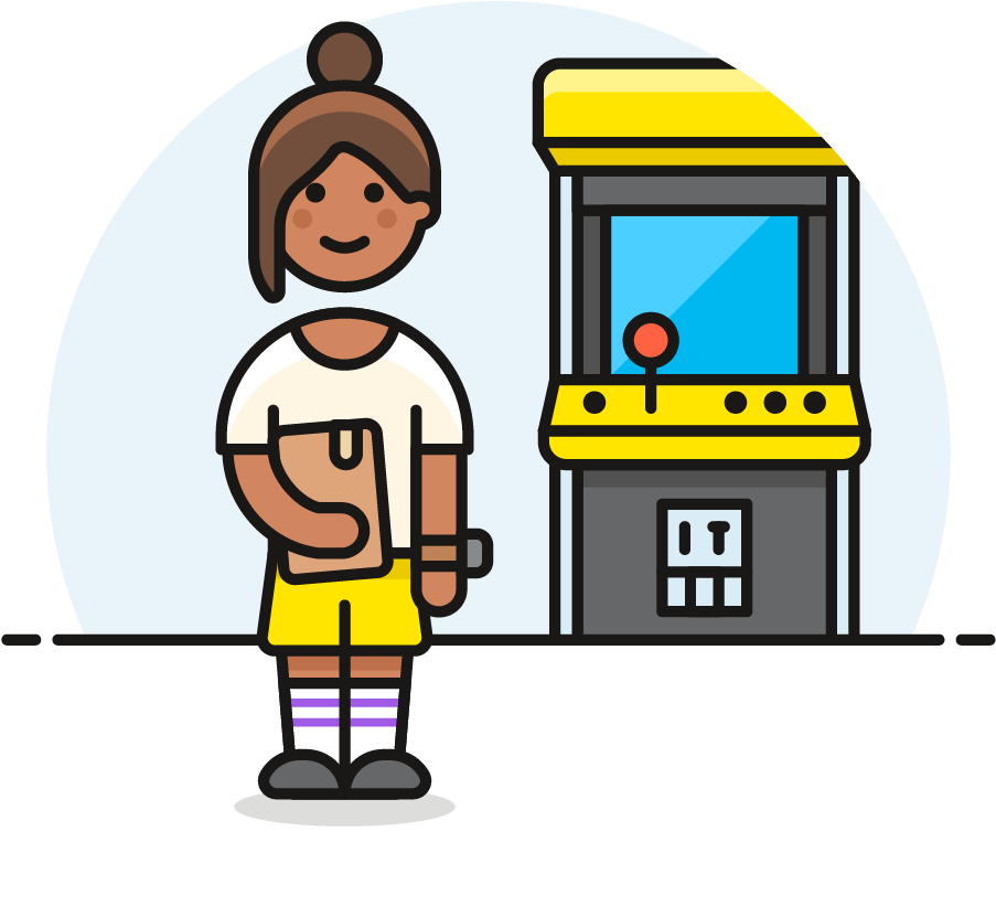 43 Arcade Game Female African American - Cartoon (1025x1148)