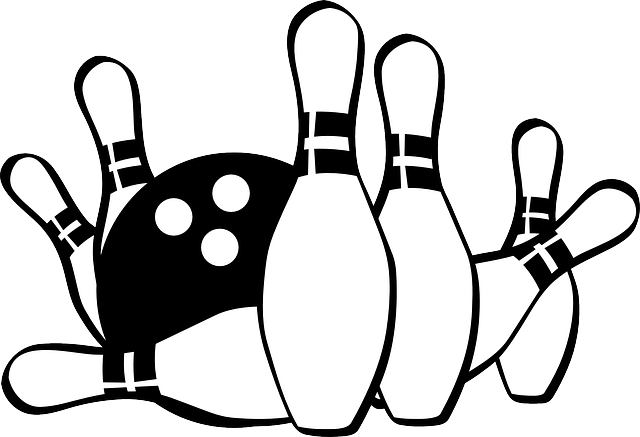 Pin Bowling Alley Lane Clipart - Bowling Black And White (640x437)