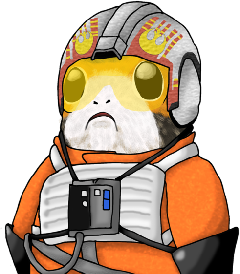 Porgkins The Rebel Porg Pilot - Cartoon (500x563)