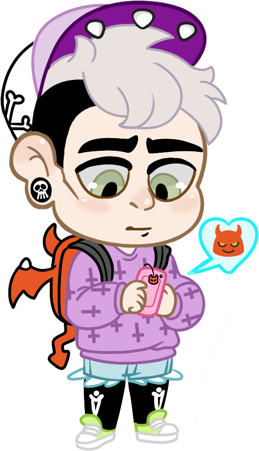 Brb Texting Satan By Barakoopa - Cartoon (764x966)