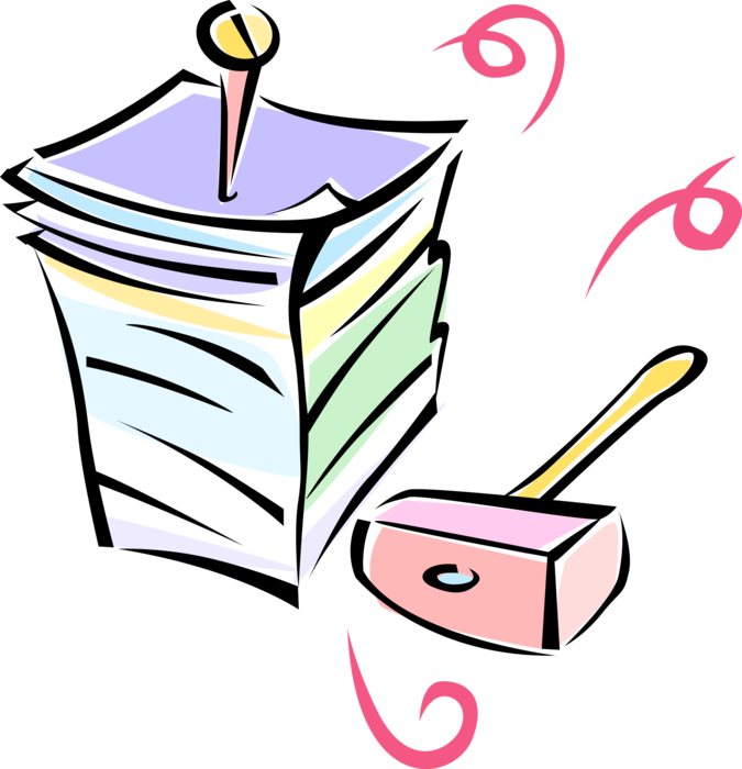 Vector Illustration Of Nailing Down Paperwork With - Vector Illustration Of Nailing Down Paperwork With (675x700)