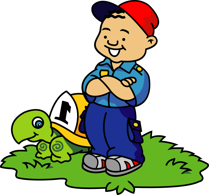 Boy And Turtle Clip Art From The Openclipart - Fire Safety For Kids (800x744)