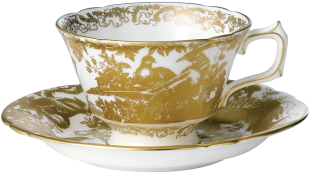 Tea Cup & Saucer - Royal Crown Derby Gold Aves Tea Cup (475x350)
