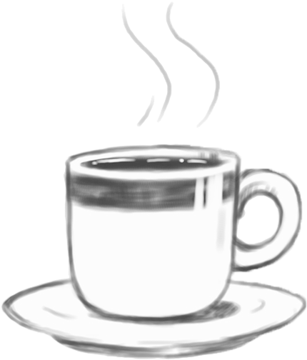 Coffee And A Blank Page - Hot Coffee Clipart Black And White (534x550)