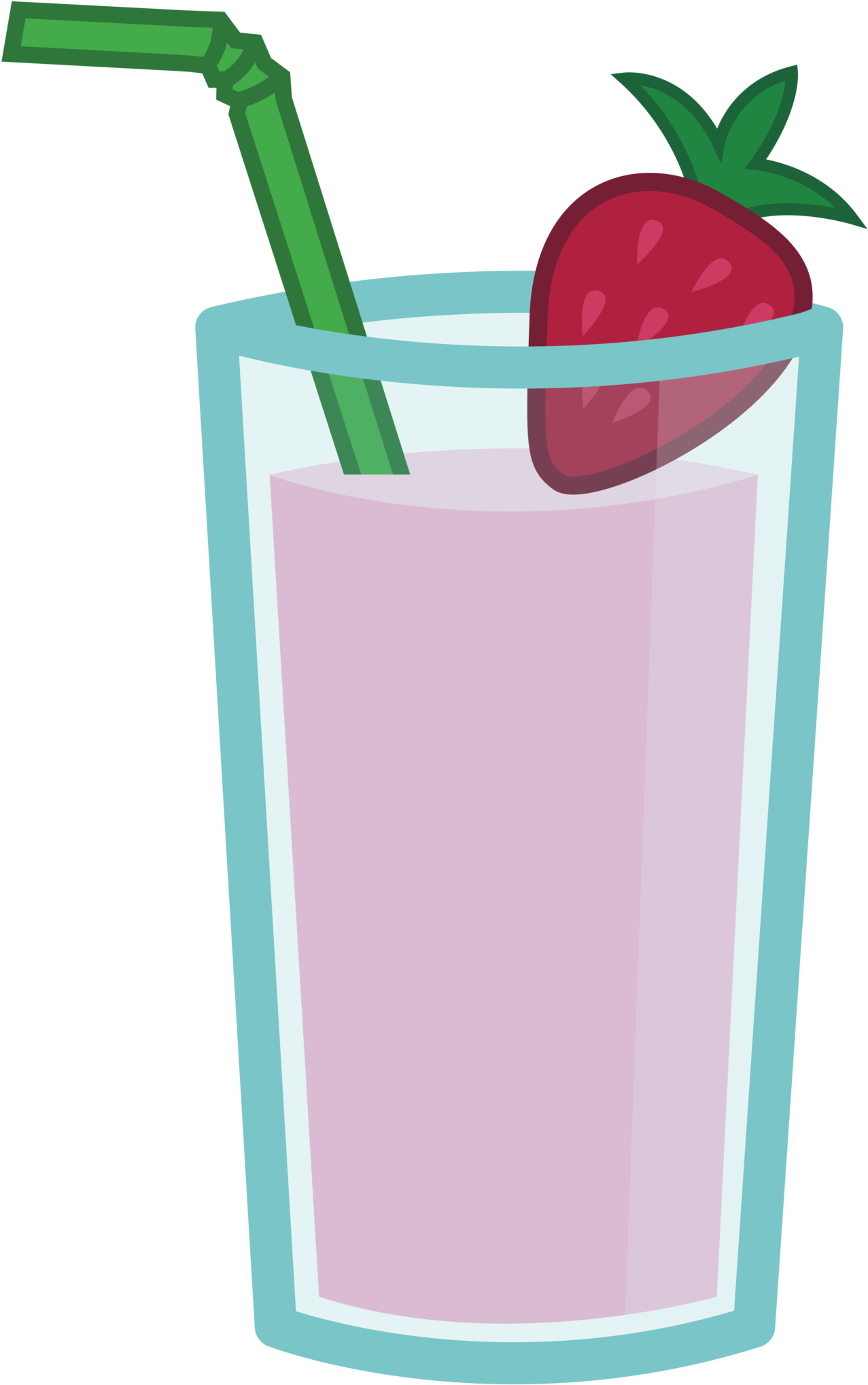 Straw Clipart Green - Strawberry Banana Smoothie Cartoon (1280x2109)
