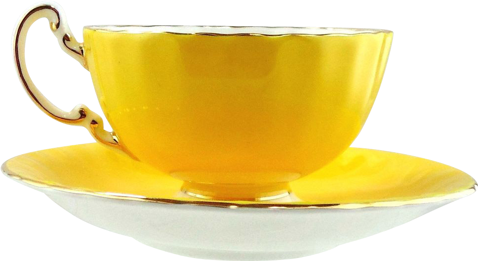 Aynsley Canary Yellow Porcelain Tea Cup And Saucer - Cup (963x963)