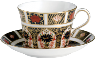 Tea Cup & Saucer - Old Imari Breakfast Cup By Royal Crown Derby (475x350)