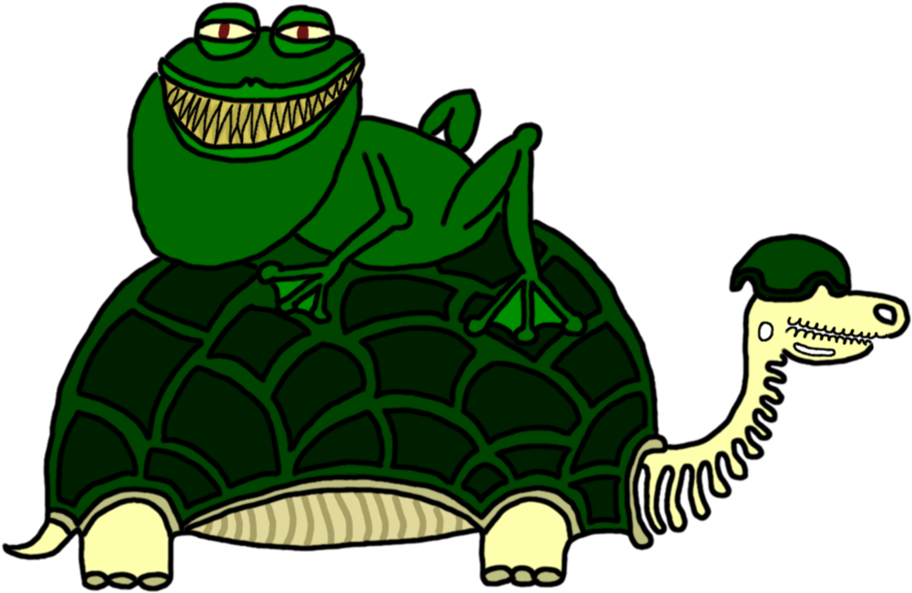 Skeleton Turtle And Creepy Frog *remastered* By Dzjontn - Drawing (1024x685)