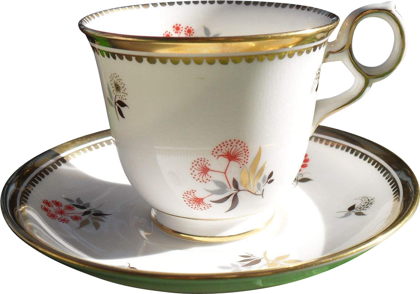 Royal Chelsea Asian Floral And Gold Teacup And Saucer - Saucer (1371x1371)