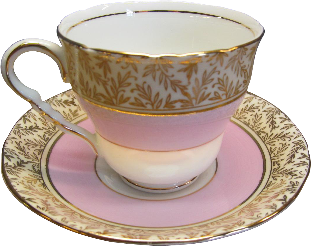 Royal Stafford Tea Cup And Saucer Pink With Gold Trim - Saucer (1061x1061)