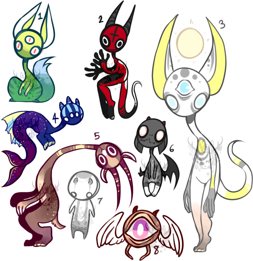 Creepy Creature Adopts 5 [moved] By Operahouseghost - Cartoon (894x894)