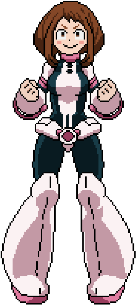 Ochako Uraraka Pixel Art By Nezz94 - 麗日お茶子 きゃらぺた Sサイズ 「僕のヒーローアカデミア」 (707x1131)