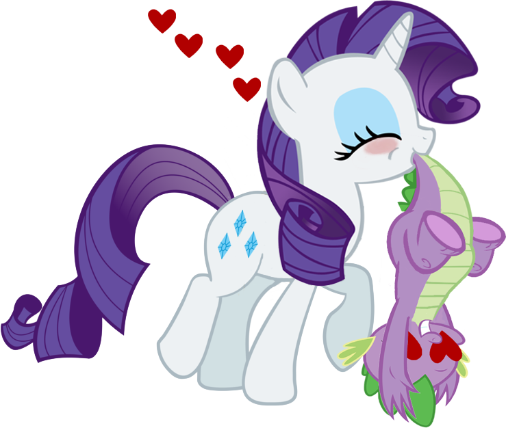 Rarity And Her Prize - Mlp Spike Kissing Rarity (739x626)