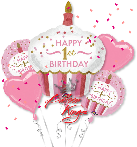 1st Birthday Girl Cupcake Bouquet - Happy 1st Birthday Girl (500x500)