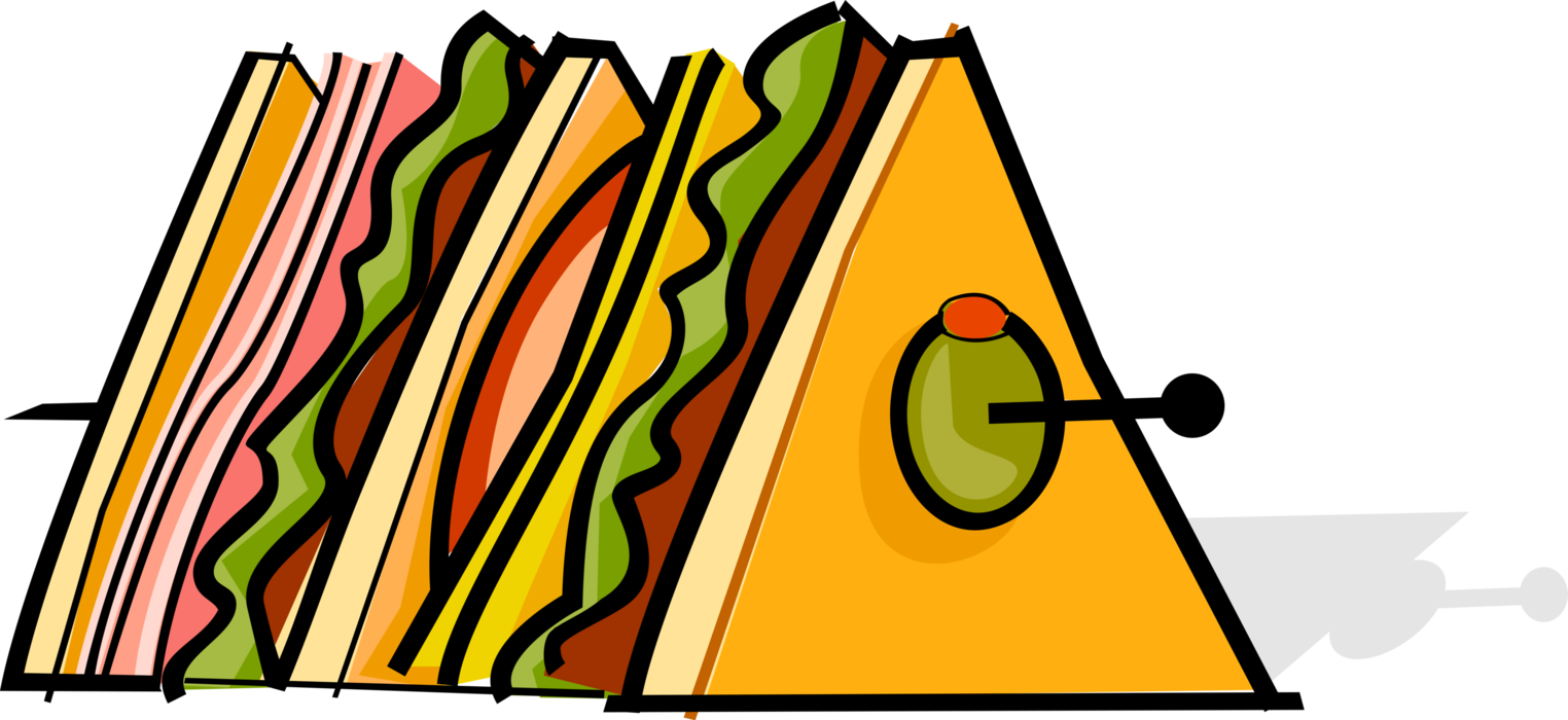 Vector Illustration Of Hors D'oeuvres Canapé Starter - Club Sandwich Clip Art (1524x700)