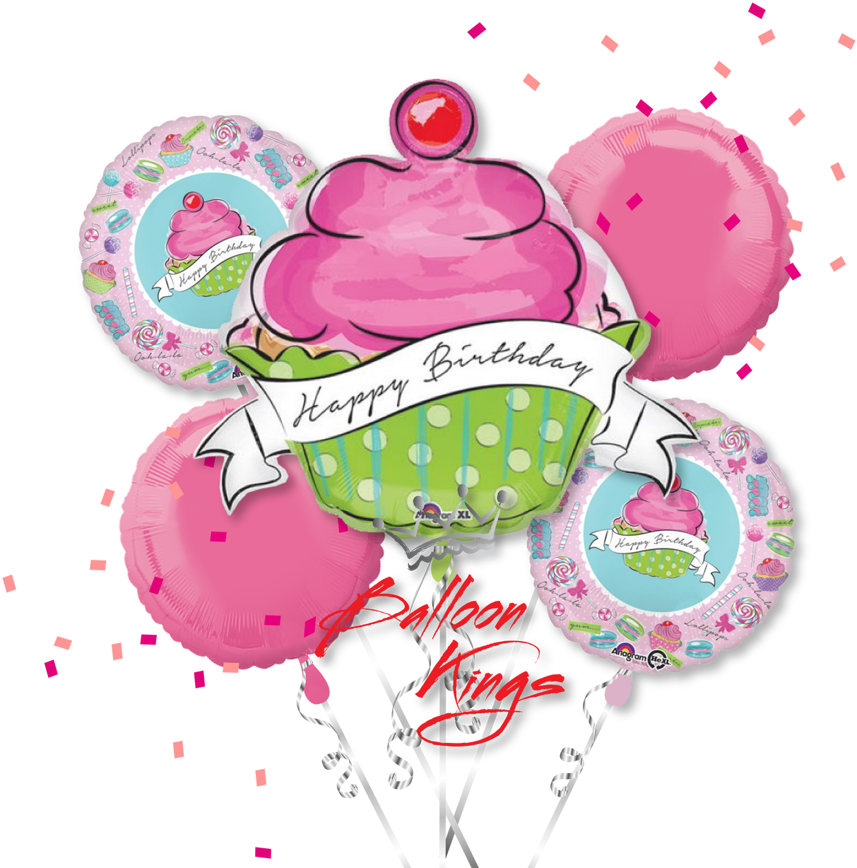 Cupcake Happy Birthday Bouquet - Bouquet Birthday Sweets Balloon Packaged - Mylar Balloons (1280x1280)