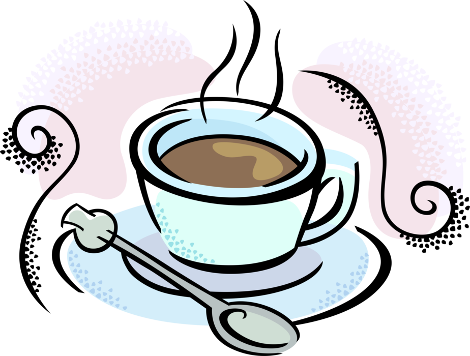 Vector Illustration Of Cup Of Coffee With Stir Spoon - Tasse Kaffee Clipart (924x700)