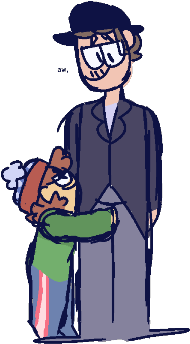 Local Shortie Hugs Tall Man's Leg Because He's Too - Cartoon (440x750)