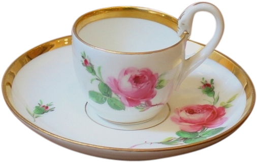 Meissen Demitasse Moka Tea Cup & Saucer "rote Rose - Meissen (505x505)