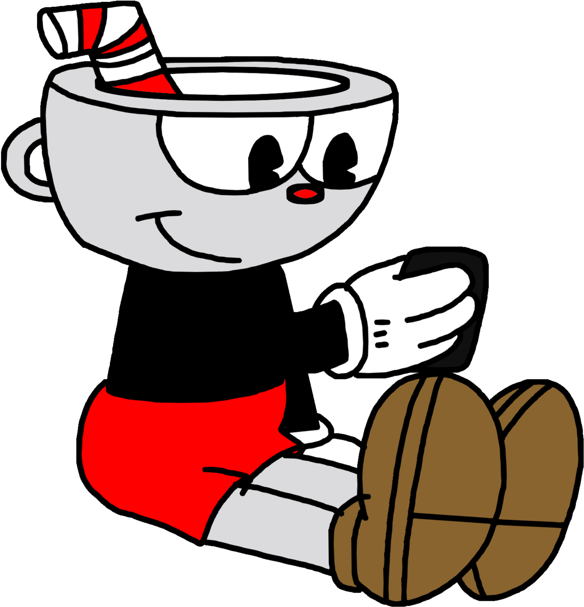 Cuphead Using Smartphone By Marcospower1996 Cuphead - Cartoon (1600x1600)