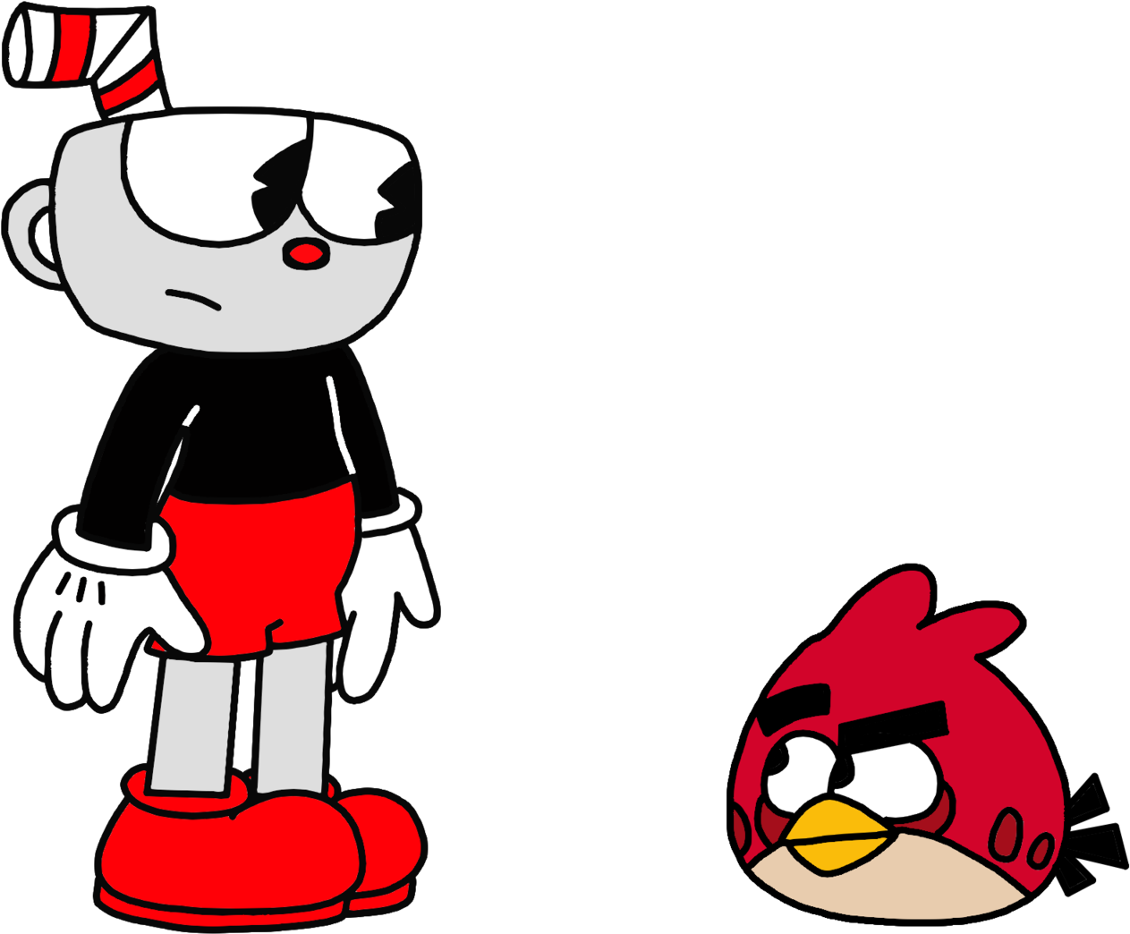 Cuphead Meets Red By Marcospower1996 Cuphead Meets - Angry Birds Cuphead (1600x1600)